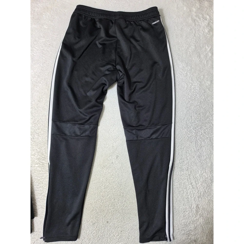 Adidas Track Pants Mens L Black White 3-Stripe Aeroready Tapered Joggers 32/30